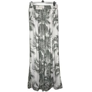 Masongrey LA Silvery Green Wide Leg Lounge Pants M Palm Leaf Soft High Rise USA
